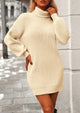 Long Sleeve Knit Turtleneck Pullover Loose Mini Sweater Dresses