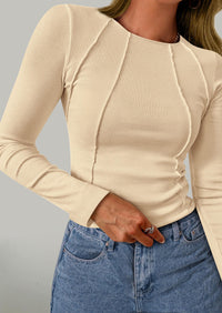 Long Sleeved Crop Exposed Casual T-Shirt