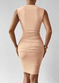 Sleeveless Bodycon Ruched Mesh 3D Flower Elegant Cocktail Party Mini Dresses
