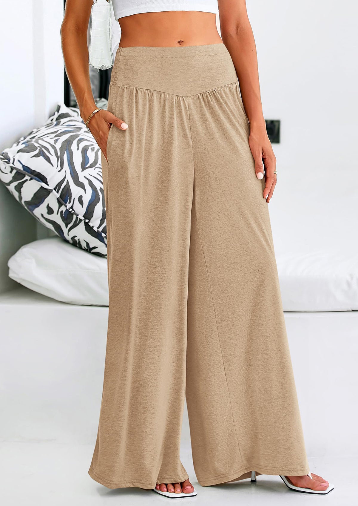 High-Waisted Flowy Palazzo Pant With Pockets