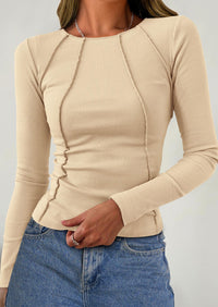 Long Sleeved Crop Exposed Casual T-Shirt