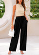 Ribbed Knit Sleeveless Crop Tank Tops Wide Leg Casual Pants Two Piece Sets