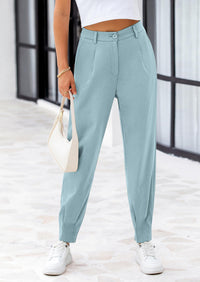 Summer High Waisted Ankle Length Trouser Slacks With Pockets