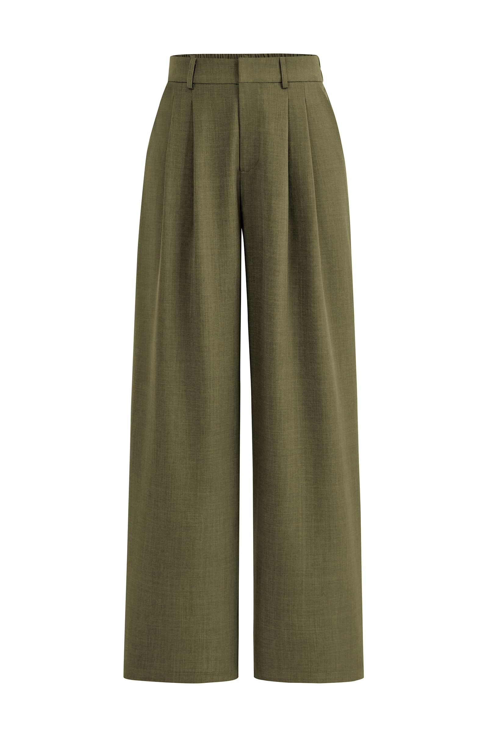 PRETTYGARDEN Women's Summer Elastic High Waisted Work Pants Straight Leg Dressy Business Casual Trousers Slacks Pockets