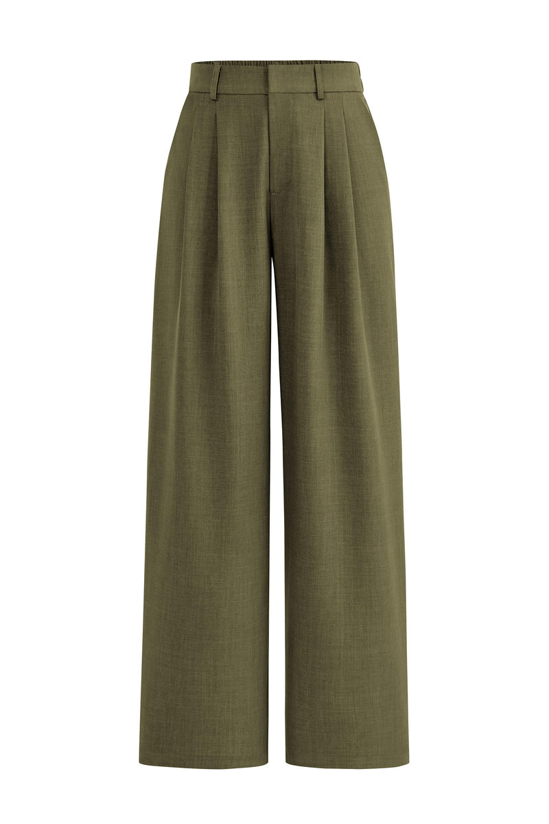 PRETTYGARDEN Women's Summer Elastic High Waisted Work Pants Straight Leg Dressy Business Casual Trousers Slacks Pockets