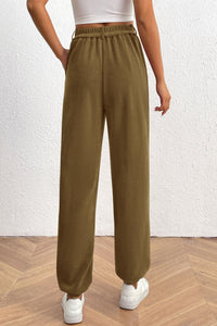 Elastic High Waisted Work Office Corduroy Casual Pants with Pockets