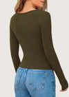 PRETTYGARDEN Women's Summer Long Sleeve Henley T Shirts Ribbed Knit Button Slim Fitted Basic Casual Going Out Fall Tops