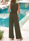 PRETTYGARDEN Jumpsuits Dressy Outfits Casual Sleeveless Mock Neck Wide Leg Pants Rompers