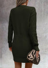 PRETTYGARDEN Sweater Dress for Women Long Puff Sleeve Turtleneck Ribbed Knit Oversized Pullover Winter Short Dress