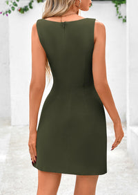 Sleeveless Boat Neck Zipper Bodycon A Line Business Work Mini Dresses
