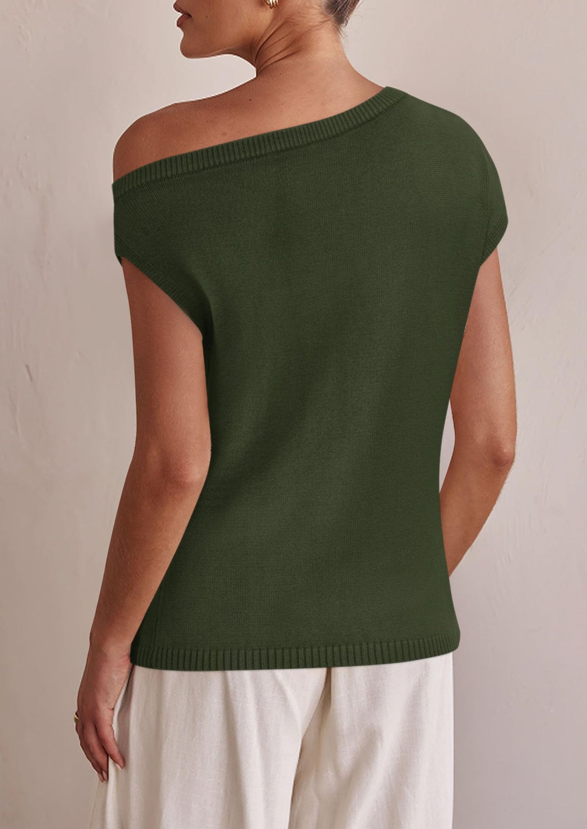 Off The Shoulder Casual Short Sleeve Tunic Lightweight Knit Sweaters