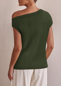 Off The Shoulder Casual Short Sleeve Tunic Lightweight Knit Sweaters