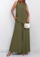 Asymmetrical Split Tank Tops Wide Leg Pants  Two Piece Sets
