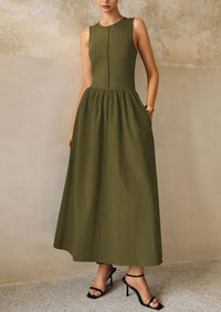 Casual Sleeveless Patchwork Knit Flowy Beach Maxi Dresses