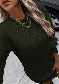 Long Sleeve Chunky Ribbed Knit Mini Sweater Dresses