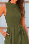 PRETTYGARDEN Womens Summer Jumpsuits Dressy Casual One Piece Outfits Sleeveless Mock Neck Wide Leg Pants Rompers with Pockets
