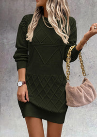 Long Sleeve Chunky Ribbed Knit Mini Sweater Dresses