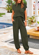Knit Pullover Tops And High Waisted Pants Two Piece Sets
