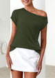 Off The Shoulder Casual Short Sleeve Tunic Lightweight Knit Sweaters