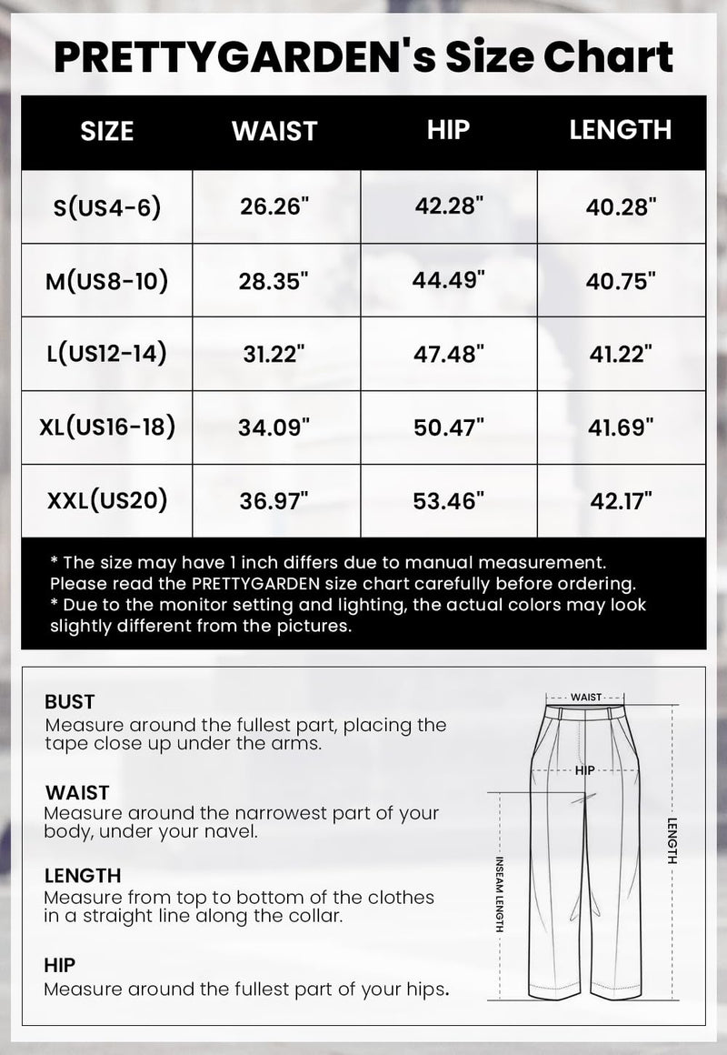 PRETTYGARDEN Women's Summer Elastic High Waisted Work Pants Straight Leg Dressy Business Casual Trousers Slacks Pockets