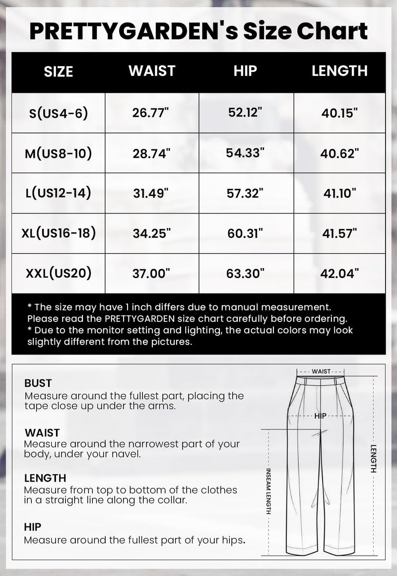 PRETTYGARDEN Women's Wide Leg Work Pants Business Casual High Waisted Loose Palazzo Trouser Summer Clothes