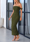 PRETTYGARDEN Womens Off The Shoulder Dress Ruched Bodycon Sleeveless Split Cocktail Party Maxi Dresses