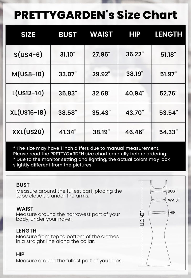 PRETTYGARDEN Women's Wedding Guest Dress Sleeveless Ruffle Formal Cocktail Party Maxi Bodycon Dresses