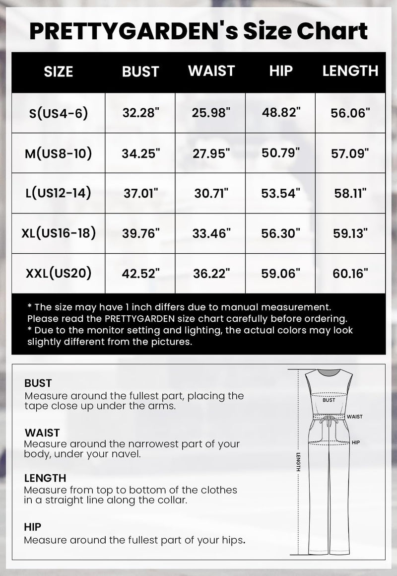 PRETTYGARDEN Womens Summer Jumpsuits Dressy Casual One Piece Outfits Sleeveless Mock Neck Wide Leg Pants Rompers with Pockets