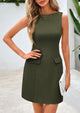 Sleeveless Boat Neck Zipper Bodycon A Line Business Work Mini Dresses