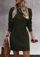 Long Sleeve Chunky Ribbed Knit Mini Sweater Dresses