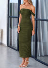 PRETTYGARDEN Womens Off The Shoulder Dress Ruched Bodycon Sleeveless Split Cocktail Party Maxi Dresses