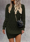 PRETTYGARDEN Sweater Dress for Women Long Puff Sleeve Turtleneck Ribbed Knit Oversized Pullover Winter Short Dress