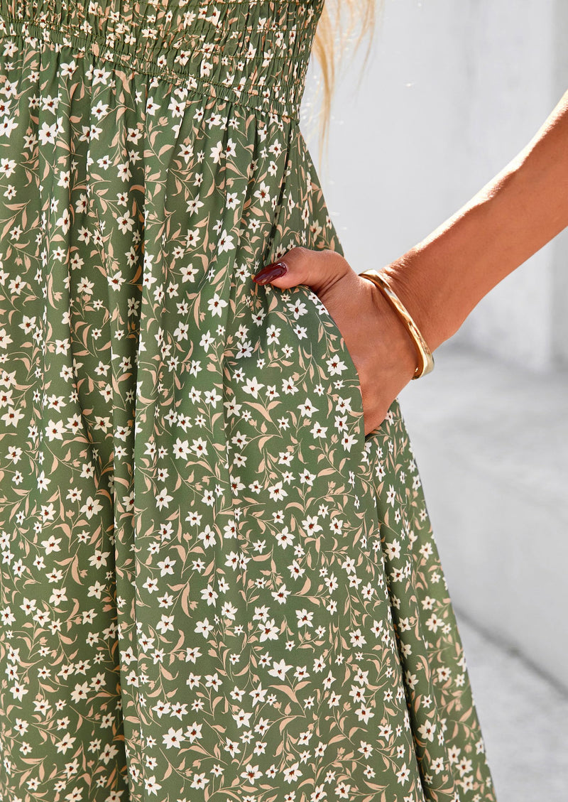 PRETTYGARDEN Floral Bohemian A-line Holiday Beach Vacation Dress