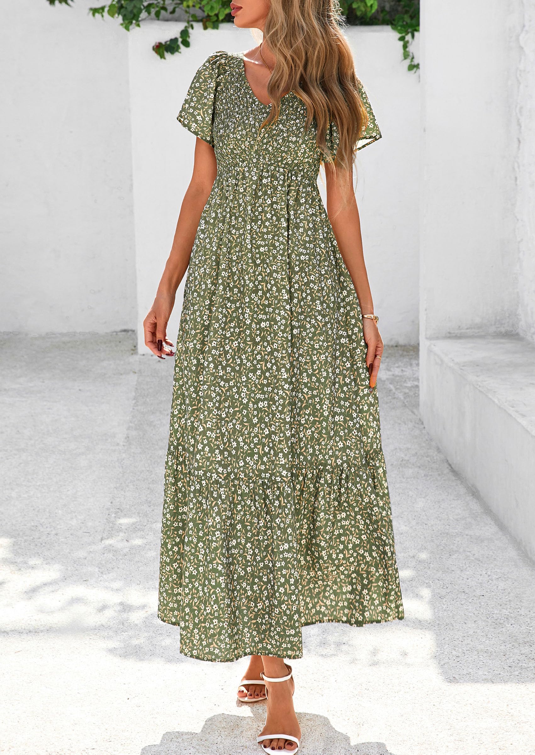 PRETTYGARDEN Floral Bohemian A-line Holiday Beach Vacation Dress