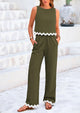 Sleeveless Tank Crop Top Wide Leg Pants Two Piece Sets