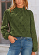 Casual Embroidered Long Puff Sleeve Ruffle Eyelet Lace Blouses