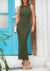 PRETTYGARDEN Women's Casual Maxi Dresses Ribbed Knit Sleeveless Bodycon Elegant Going Out Beach Vacation Clothes