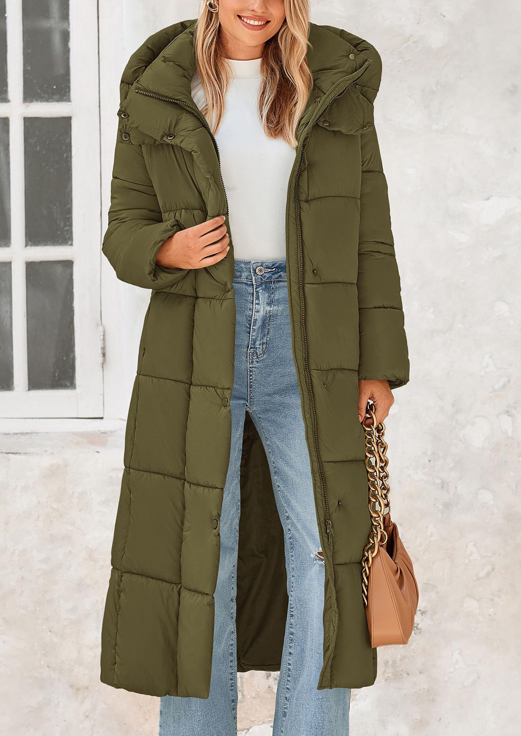 PRETTYGARDEN Women's Winter Long Puffer Coats Hooded Zip Up Casual Thickened Down Jackets Trendy Warm Clothes Outerwear