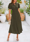 Prettygarden V Neck Swiss Polka Dot Wedding Guest Midi Skirt