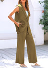 PRETTYGARDEN 2 Piece Outfits Sleeveless Suit Vest and Wide Leg Pants Business Casual Blazer Sets