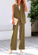 Sleeveless Suit Vest And Wide Leg Pants Business Casual Blazer Set