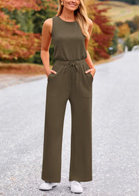 Summer One Piece Outfits Sleeveless Wide Leg Long Pants Jumpsuits