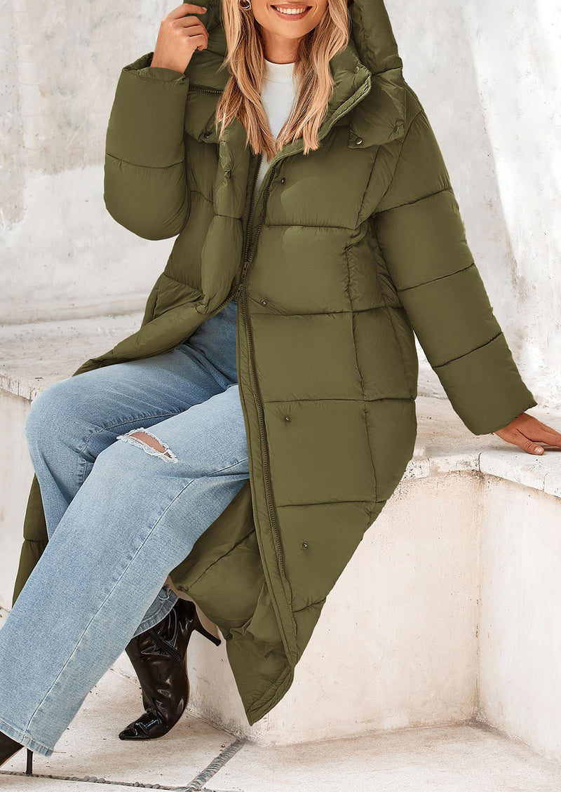 PRETTYGARDEN Women's Winter Long Puffer Coats Hooded Zip Up Casual Thickened Down Jackets Trendy Warm Clothes Outerwear