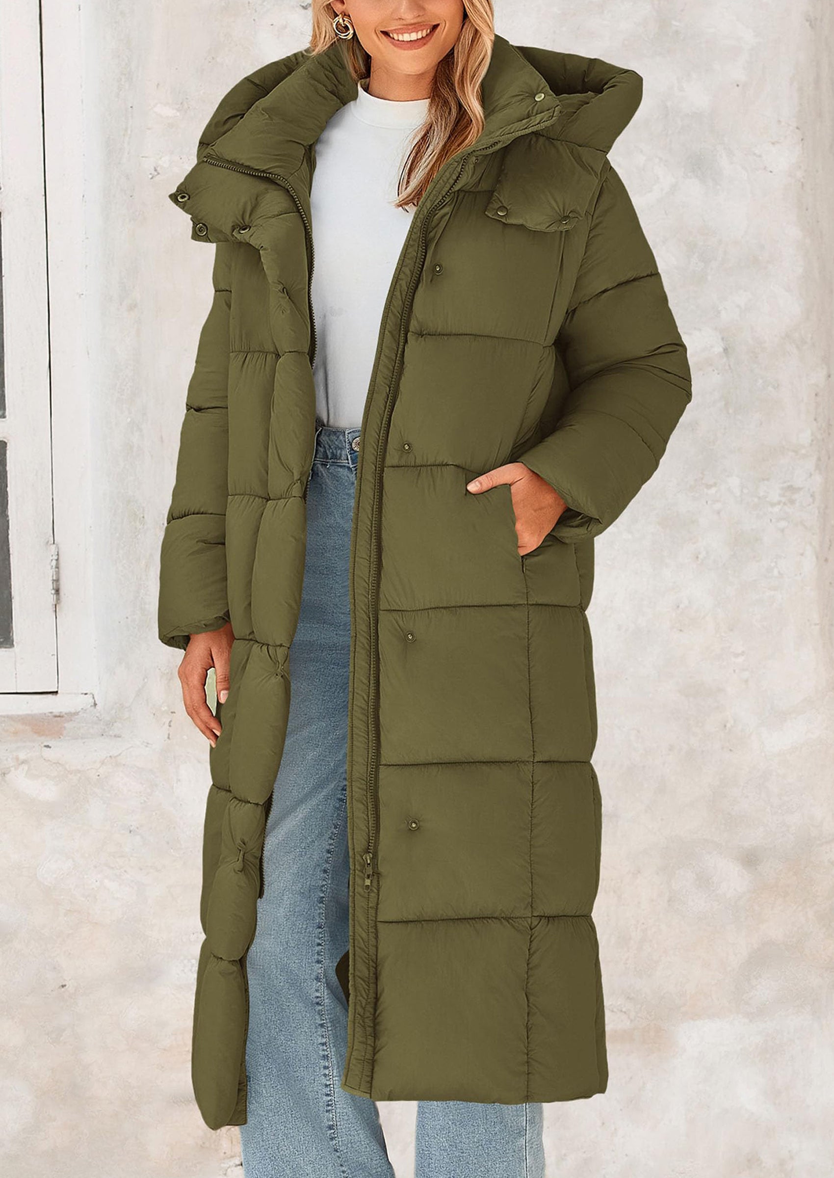 PRETTYGARDEN Women's Winter Long Puffer Coats Hooded Zip Up Casual Thickened Down Jackets Trendy Warm Clothes Outerwear