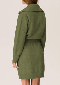 Long Sleeve V Neck Button Down Knit Pullover Sweater Dresses