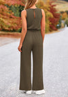 PRETTYGARDEN Jumpsuits Casual Outfits Sleeveless Wide Leg Long Pants Rompers