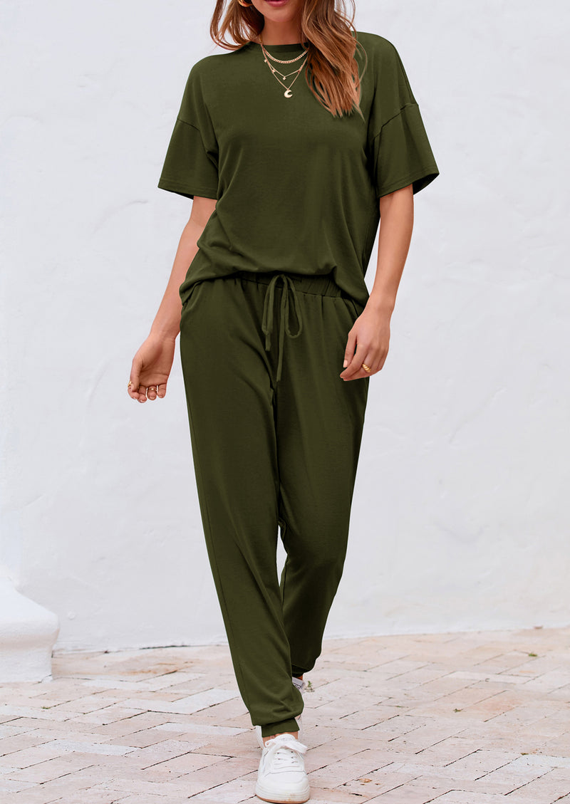 PRETTYGARDEN Two Piece Lounge Sets Jogger Pants Vacation Outfits Travel Airplane Matching Clothes