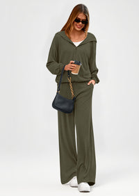 PRETTYGARDEN Women's 2 Piece Fall Lounge Sets Zip Up Hoodie Wide Leg Pants Tracksuit Matching Travel Outfits Clothes