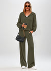 PRETTYGARDEN Women's 2 Piece Fall Lounge Sets Zip Up Hoodie Wide Leg Pants Tracksuit Matching Travel Outfits Clothes
