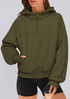 PRETTYGARDEN Womens Hoodies Cropped Fleece Sweatshirts Fall Fashion Quarter Zip Pullover Long Sleeve Tops Winter Clothes